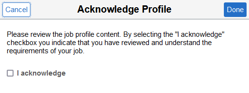 Acknowledge Profile page