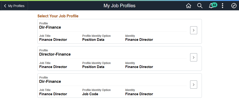 My Job Profiles page