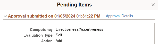 Pending Items page, Denied Items page, or Approved Items page