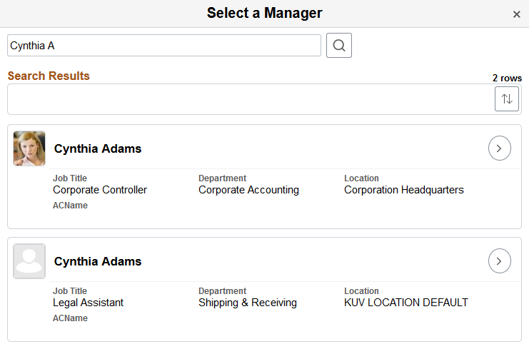 Select a Manager page