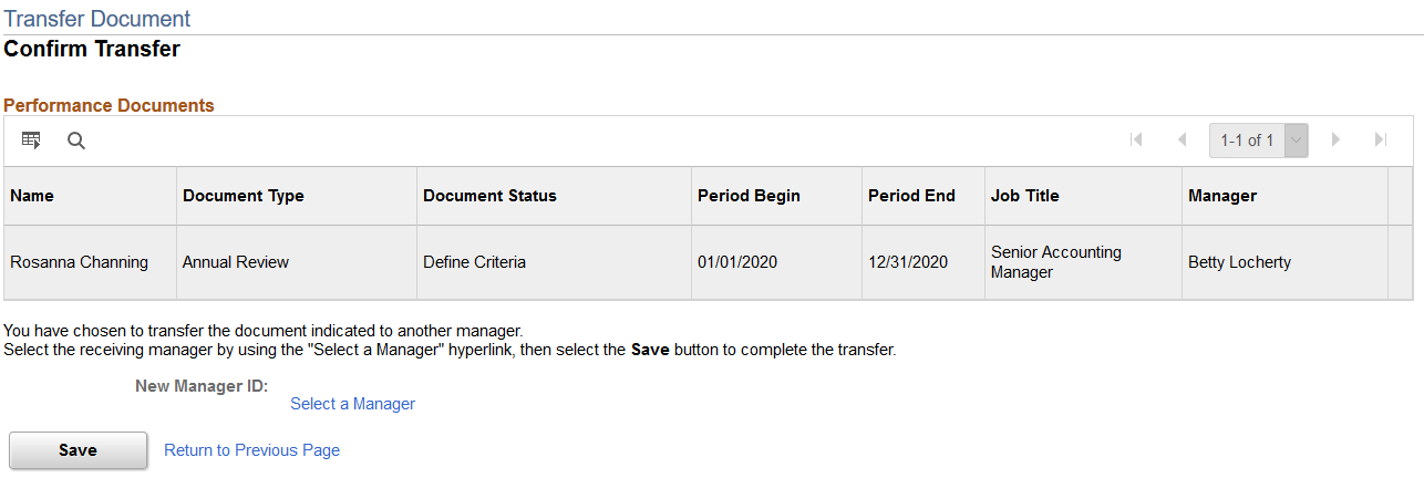 Confirm Transfer page