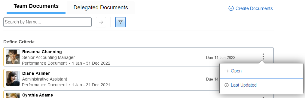 More Actions menu at the document level (document card)