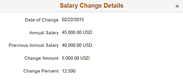 Salary Change Details page