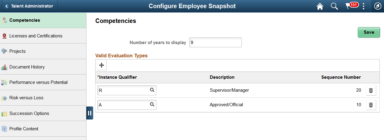 (Tablet) Configure Employee Snapshot page layout using a large form factor device