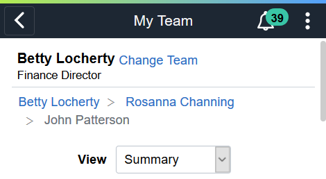 (Smartphone) My Team Page Header and Page Touch Point Options