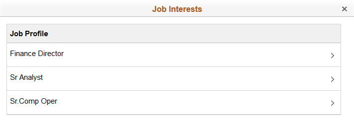 Job Interests page