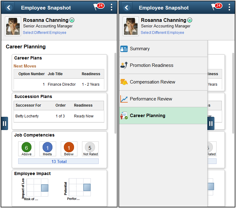 (Smartphone) Employee Snapshot - Career Planning Dashboard