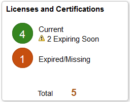 Licenses and Certifications (Summary) tile