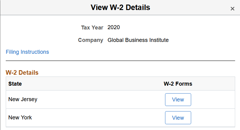 View W-2 Details page