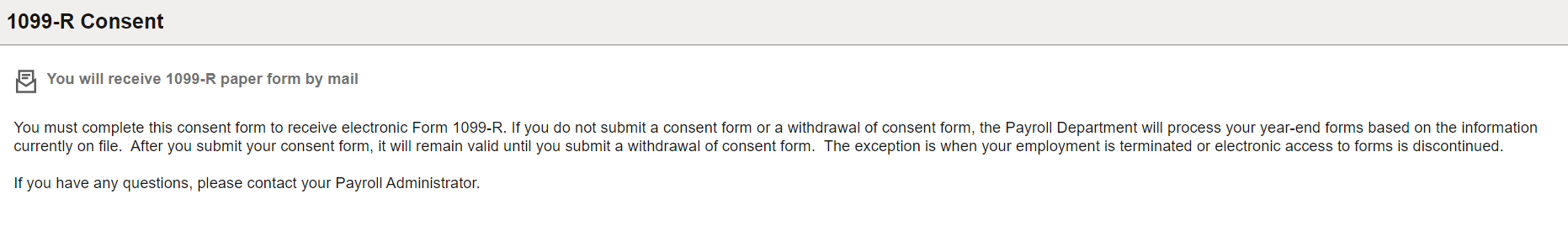 1099-R Consent page (confirmation of submission)
