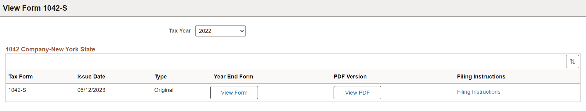 View Form 1042-S page in screen reader mode