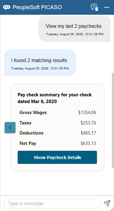 Example of paycheck-related inquiries (3 of 4)