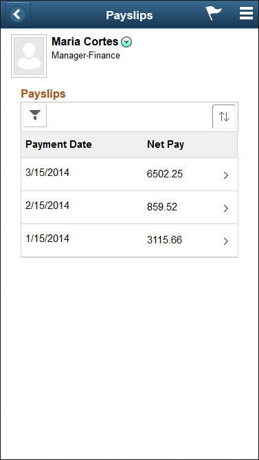 (Smartphone) Payslips page