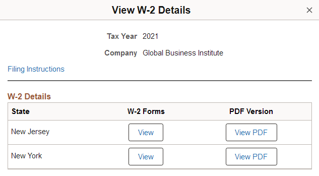 <>View <Tax Form Name> Details page showing tax form copies for the same tax form definition and year, with different states