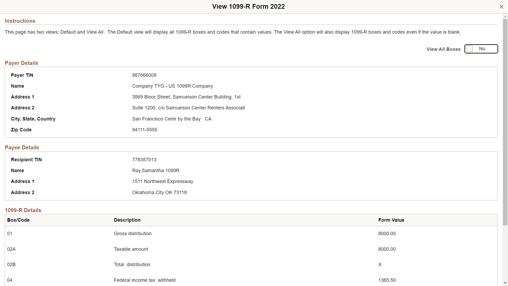 <>View 1099-R Form <Year> page in screen reader mode