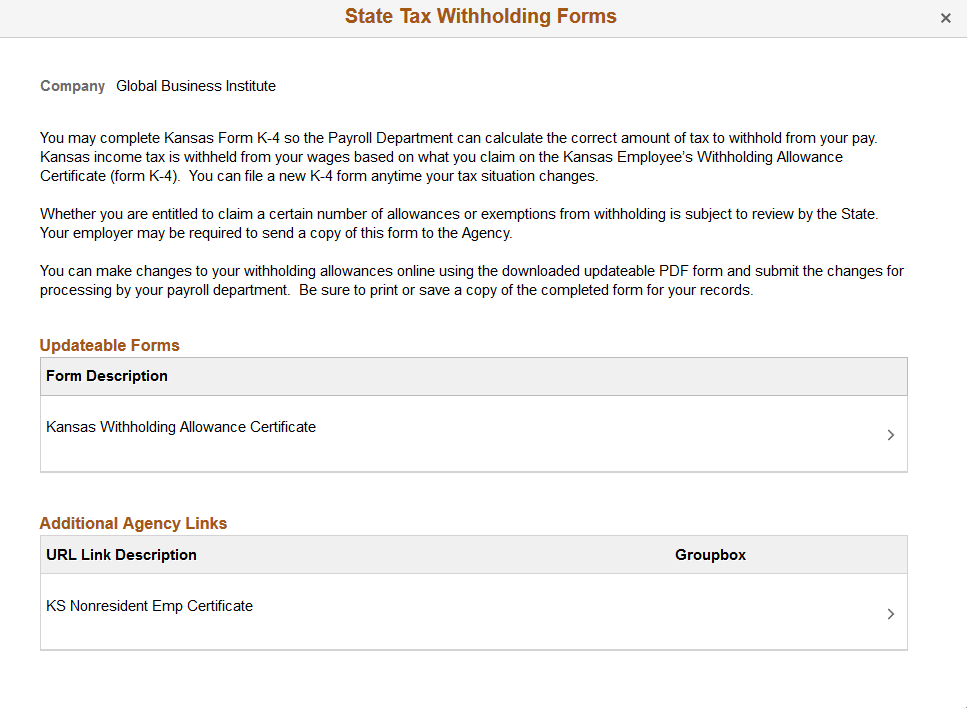 State Tax Withholding Forms page