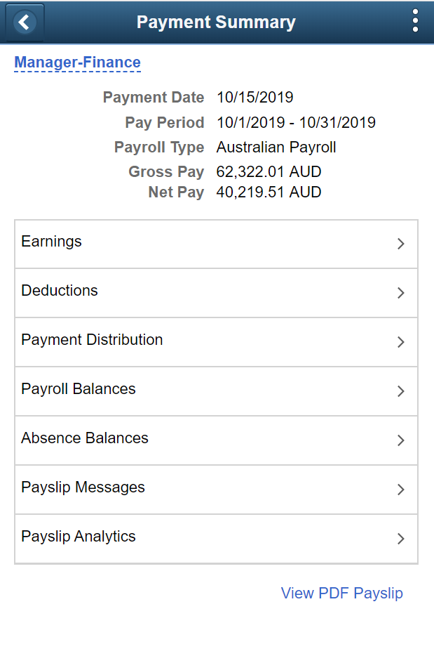 Payment Summary page