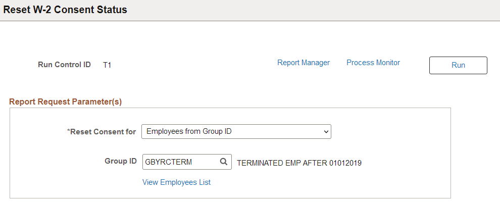 Reset W-2 Consent Status page