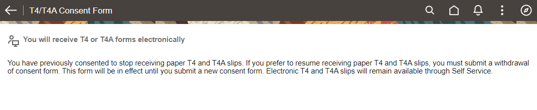 T4/T4A Consent Form page (submission confirmation)