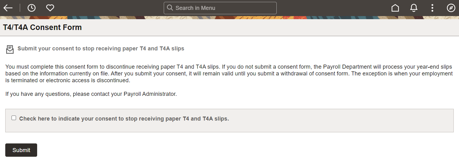 T4/T4A Consent Form page (indicate consent)