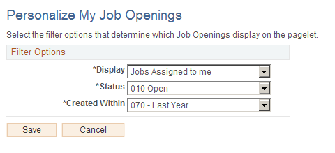 Personalize My Job Openings page