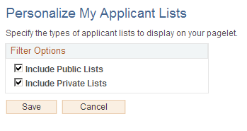 Personalize My Applicant Lists page