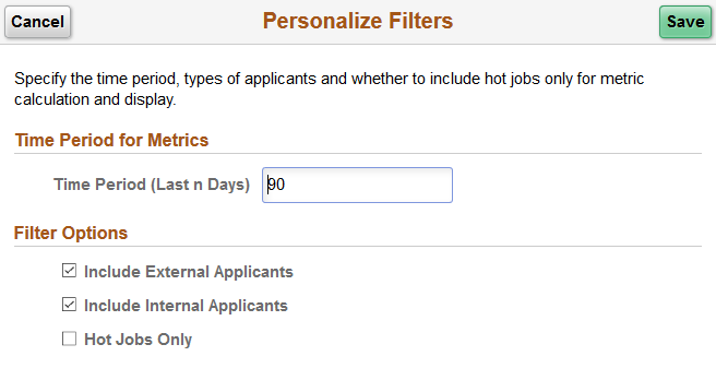 Personalize Filters - RMS page
