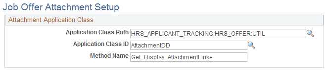 Job Offer Attachment Setup page