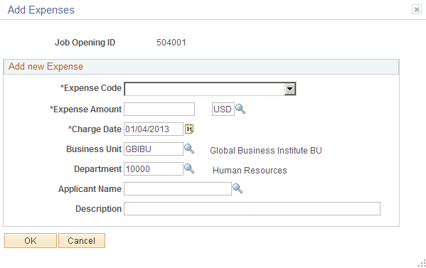 Add Expenses page