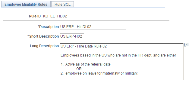 Employee Eligibility Rules page