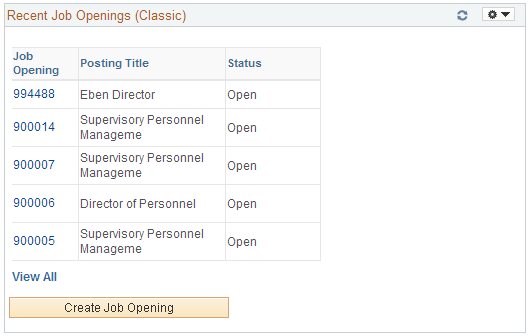 Recent Job Openings (Classic) pagelet