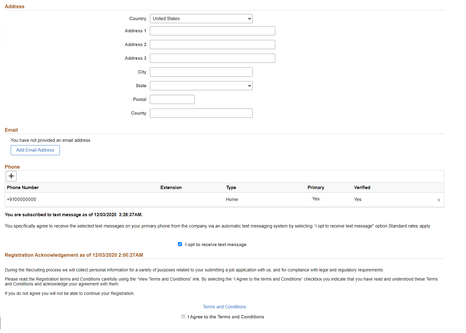 Account Information Page_consent for text given at registration