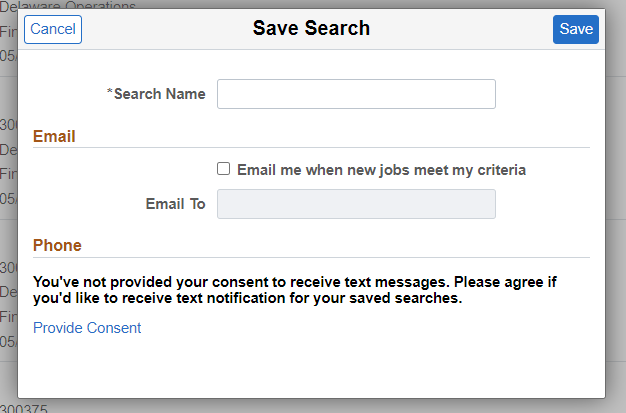 Save Search_not opted to receive text message