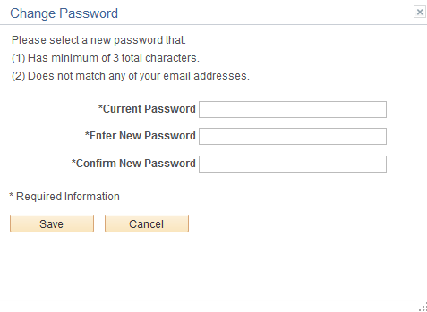 Change Password page