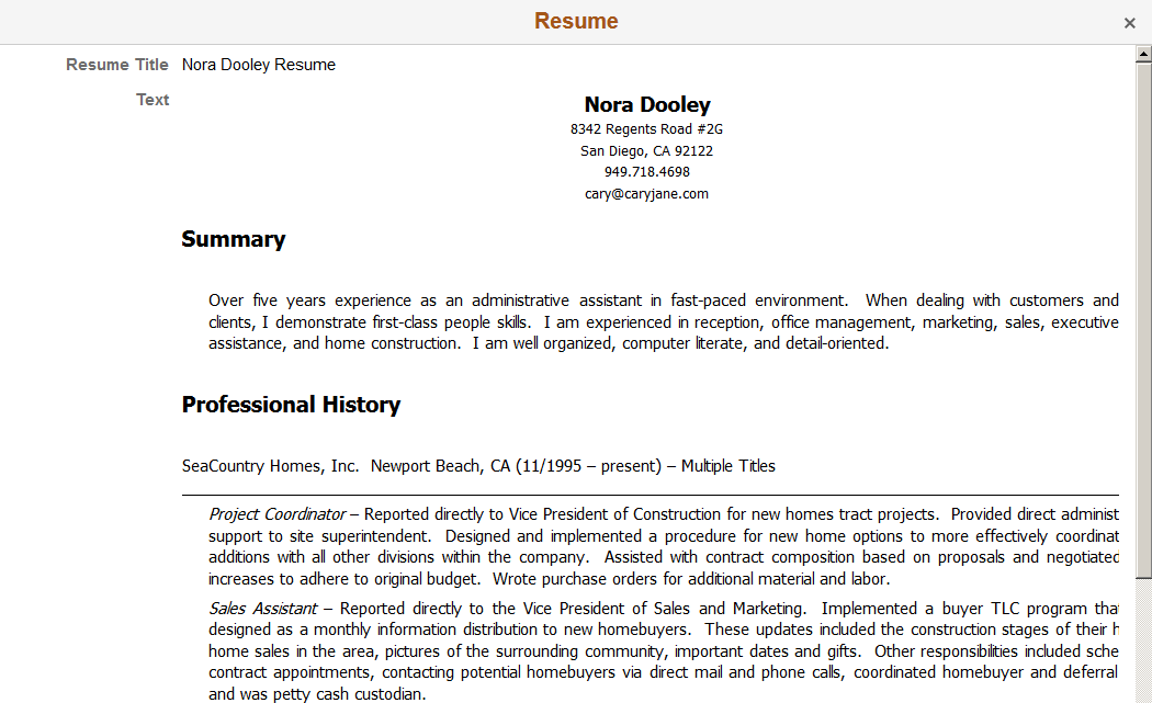Resume page for pasted resumes(fluid)
