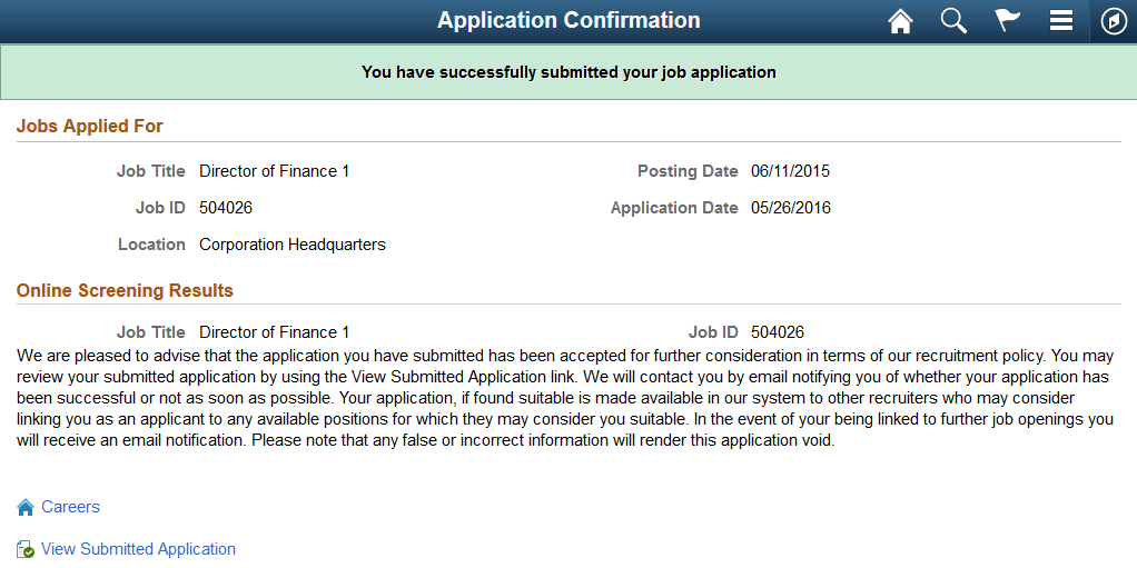 Application Confirmation page (fluid)