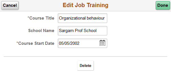 Edit Job Training page (fluid)