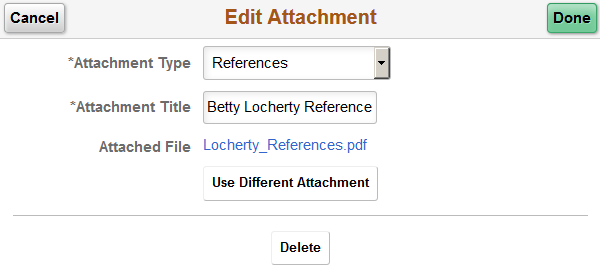 Edit Attachment page (fluid) for attachments within applications