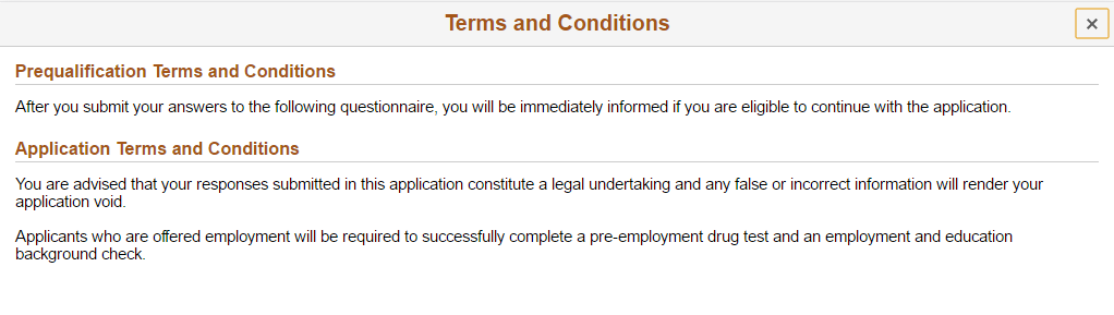 Application Terms and Conditions page (fluid)
