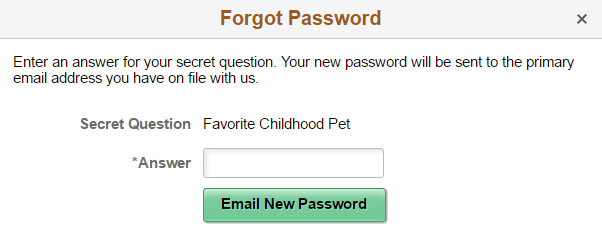 Forgot Password page - secret question active, step 2 (fluid)