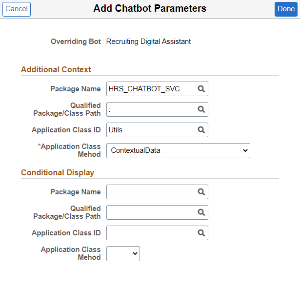 Add Chatbot Parameters - Recruiting Digital Assistant