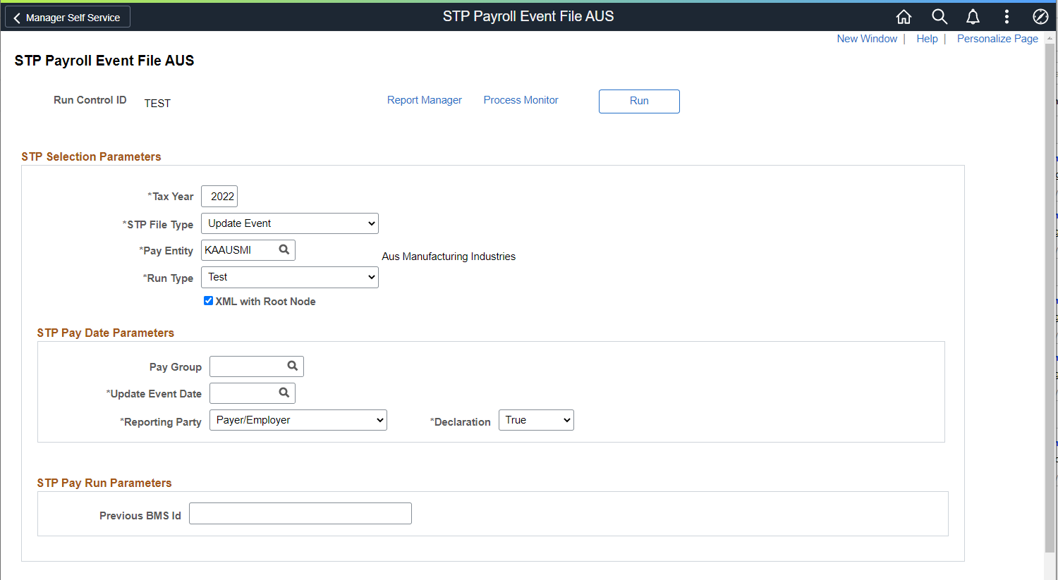 STP Payroll Event File AUS page (1 of 2)