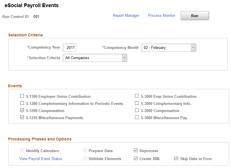 eSocial Payroll Events page