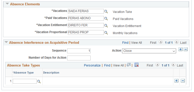 Vacation Parameters BRA page (2 of 2)