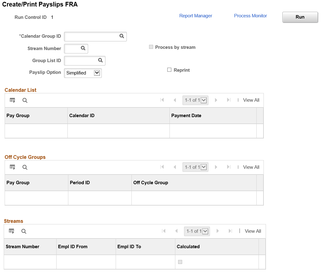 Create/Print Payslips FRA page