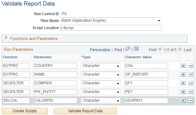 Validate Report Data page