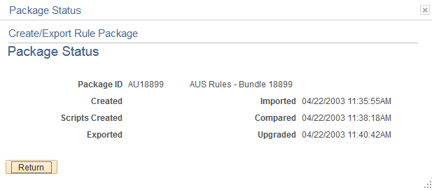 Package Status page