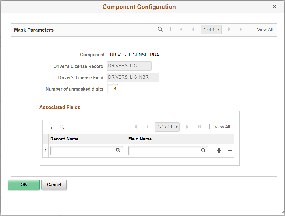 Component Configuration (Drivers License Number) modal