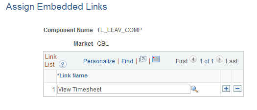 Assign Embedded Links page