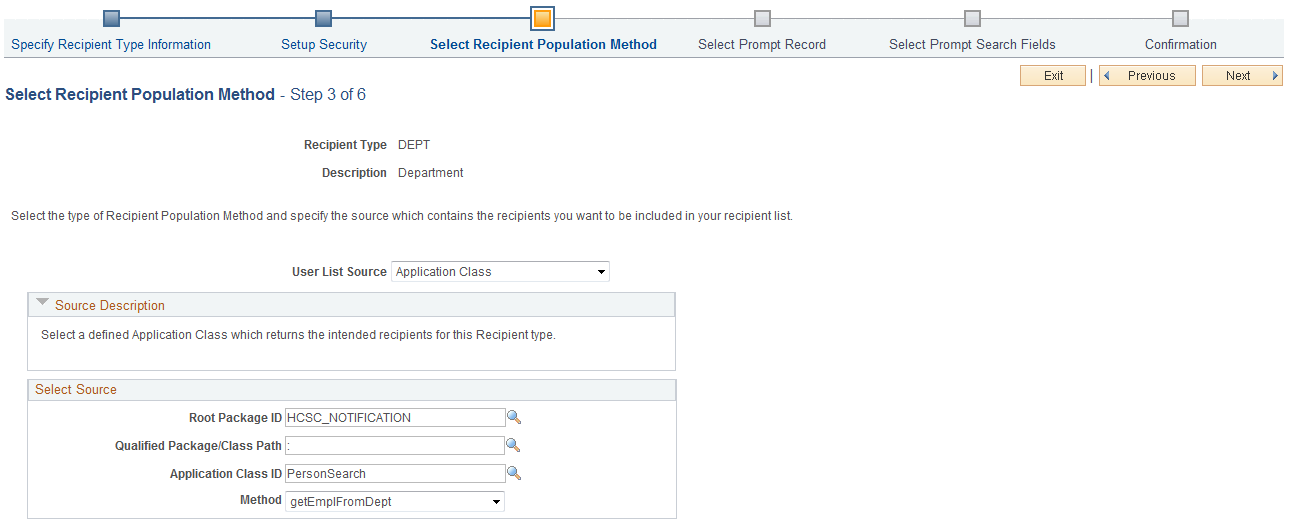 Select Recipient Population Method page